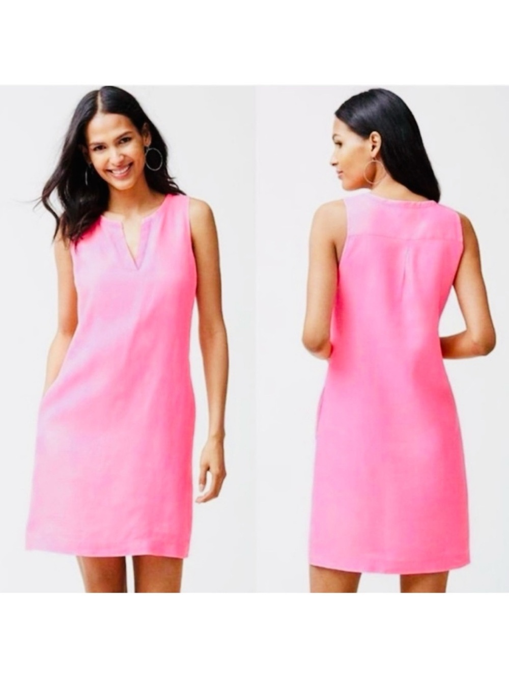 Tommy Bahama Seaglass Bright Pink Linen Shift Dress